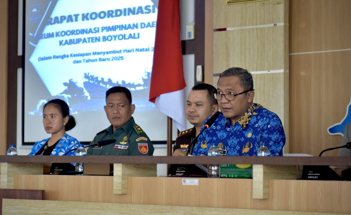 Wakil Bupati Boyolali Wahyu Irawan memimpin Rakor Forkopimda dalam rangka persiapan Hari Natal 2024 dan Tahun