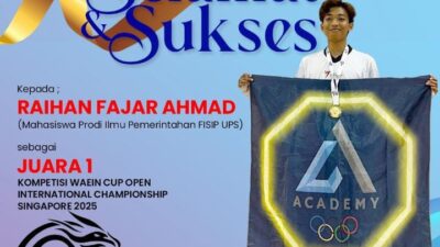 Raihan Faajar Akhmad Mahasiwa UPS peraih medali emas kejuaraan Taekwondo