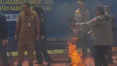 Bea Cukai Solo Hancurkan Rokok