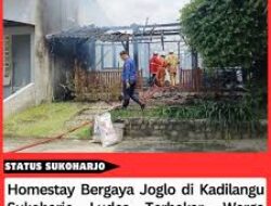 Homestay Bergaya Joglo di Sukoharjo Hangus Terbakar, Diduga Korsleting Listrik